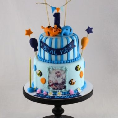 2 Tier Blue Birthday Cake for Boy